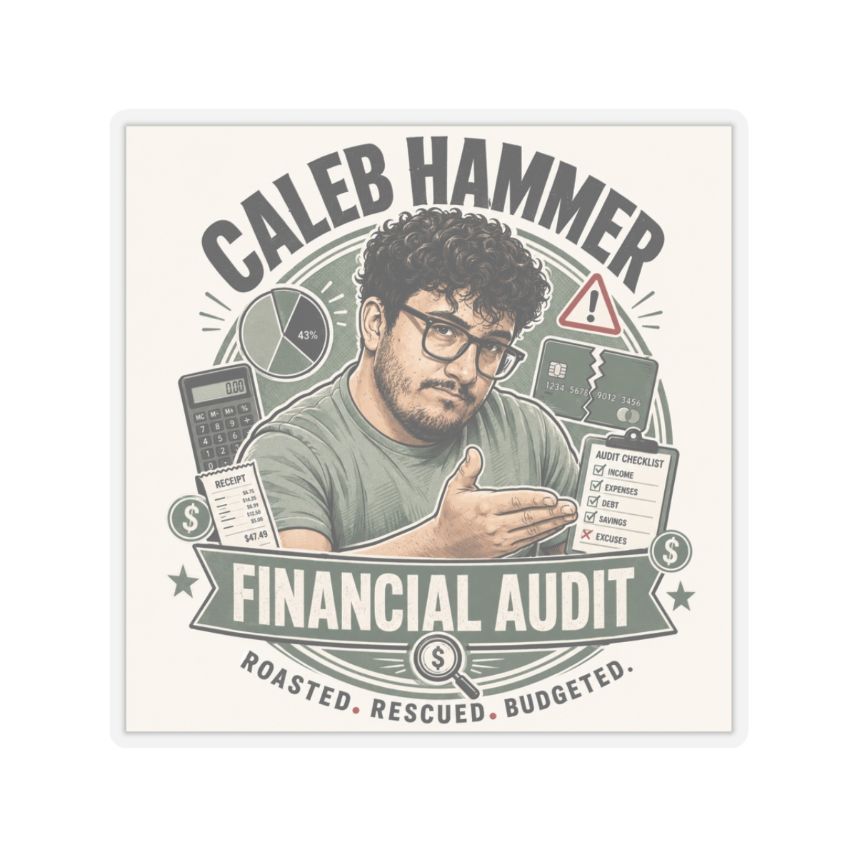 Caleb Hammer Sticker #4 - alternate angle 2, merchandise