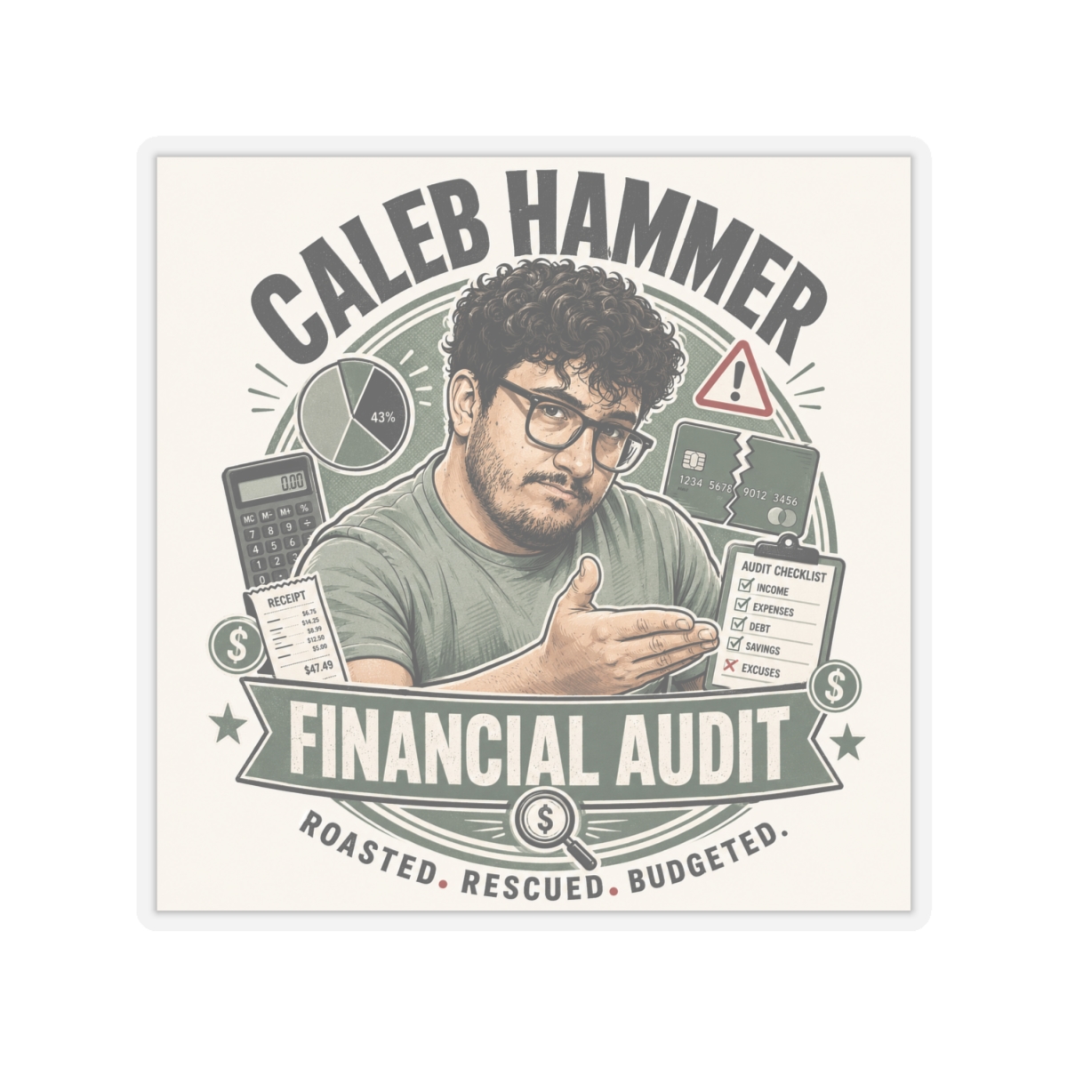 Caleb Hammer Sticker #4 - alternate angle 1, merchandise