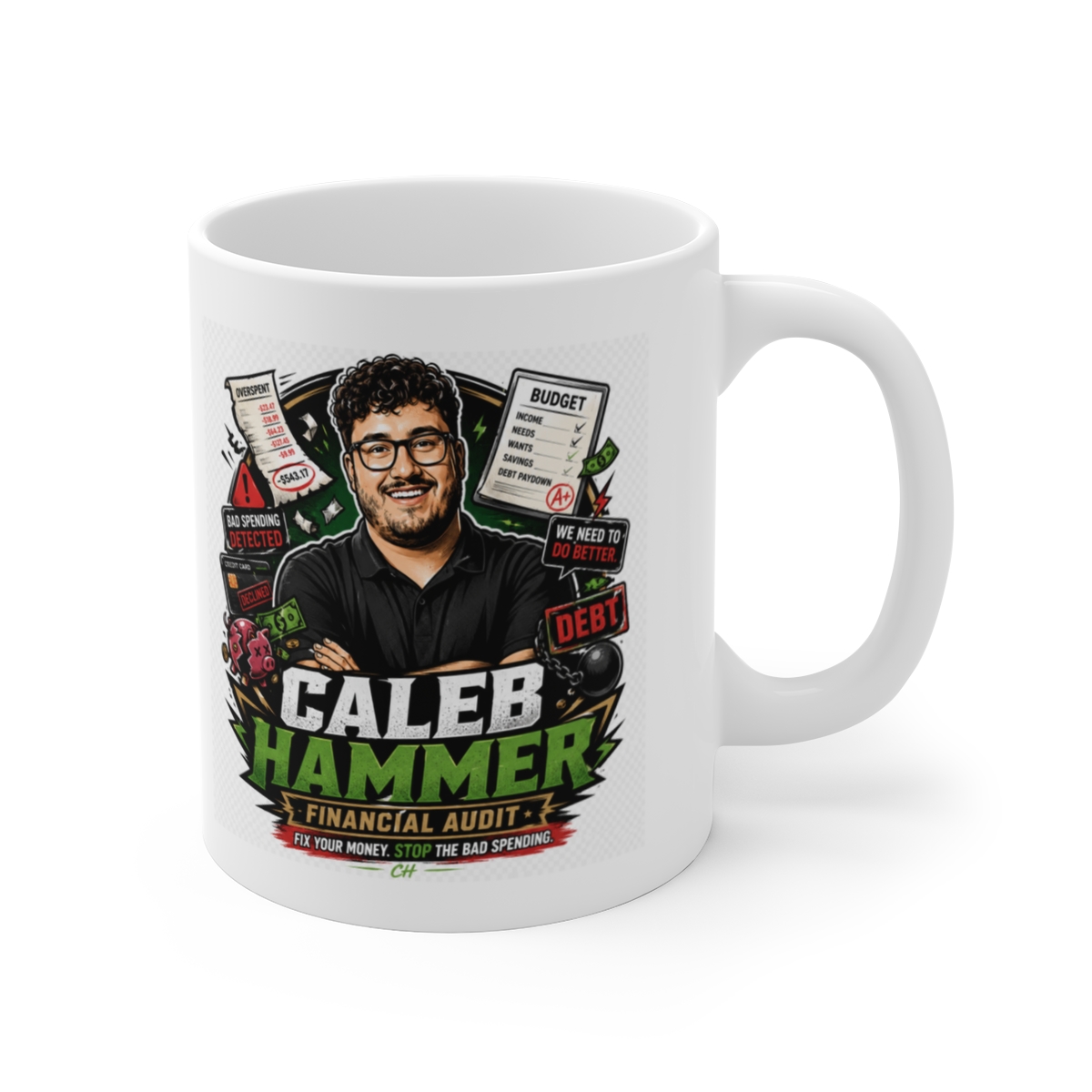 Caleb Hammer White Mug #7 - Caleb Hammer official mugs-drinkware merch