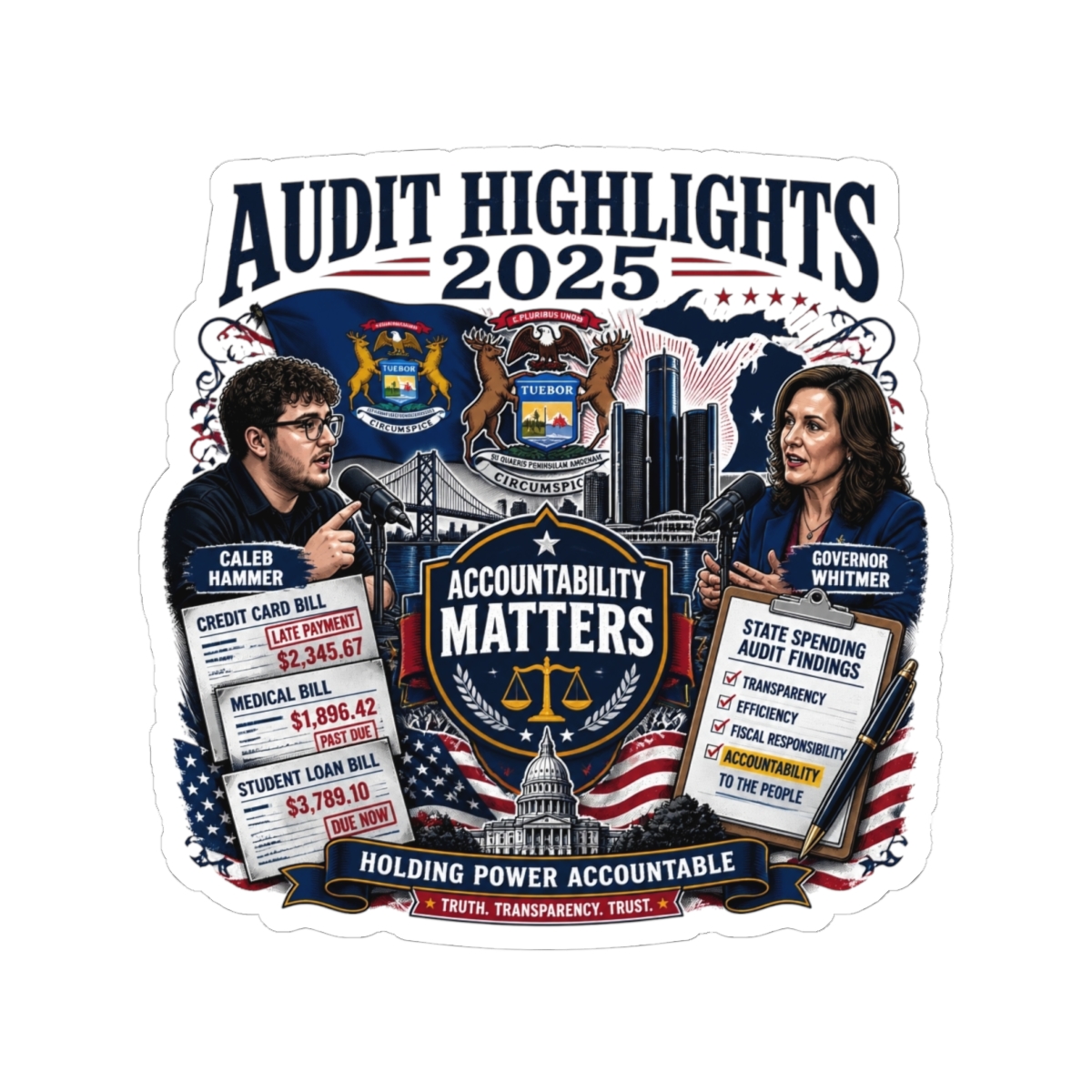 Caleb Hammer "Accountability Matters" Sticker - Official Stickers merchandise